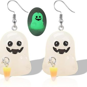 Light up Earrings for Women Silver Halloween Ghost Resin Cute Western Earrings Fall Chunky Big Fun Glow in the Dark Candy Pumpkin Corn Jewelry