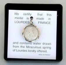 Lourdes Apparition Lourdes Water Pendant with Certificate & Lourdes Prayer Card.