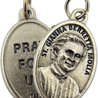 Lumen Mundi LM Silver Toned Base Saint Gianna Beretta Molla Pray for Us Medal, 1 Inch