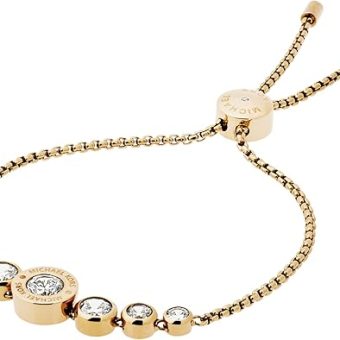 Michael Kors Stainless Steel and Cubic Zirconia Chain Bracelet for Women, Color: Gold (Model: MKJ5334710)