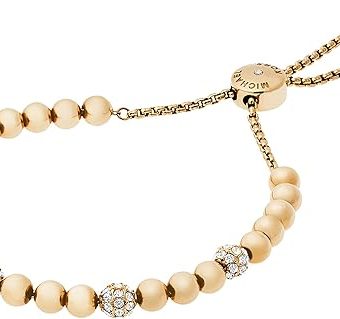 Michael Kors Stainless Steel and Pavé Crystal Beaded Bracelet for Women, Color: Gold (Model: MKJ5218710)