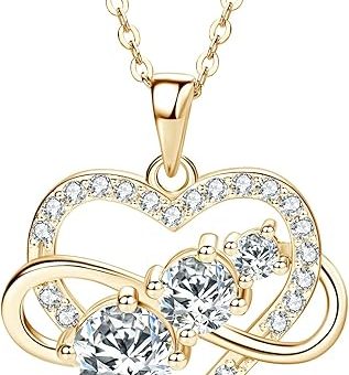 Moissanite Necklace for Women, 1.6 Carat D Color VVS1 Moissanite Infinity Heart Diamond Pendant 925 Sterling Silver Hypoallergenic Jewelry Birthday...