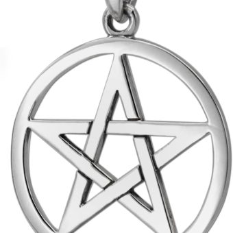 Moonlight Mysteries Solid Sterling Silver Large Wiccan Pentagram Pentacle Pendant