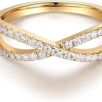 MOOSEA Moissanite Infinity Wedding Band for Women, D Color VVS1 Clarity Lab Created Wedding Rings 14K White Yellow Rose Gold Vermeil Moissanite...