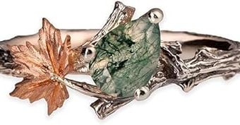 Moss Agate Natural Gemstone 925 Solid Sterling Silver Engagement Ring