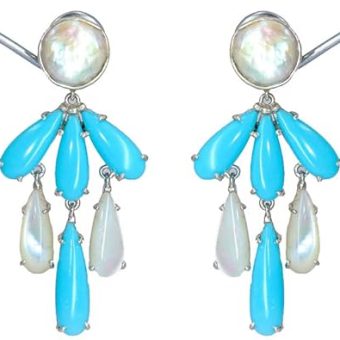 Mother of Pearl & Turquoise Hook Earrings – Elegant Jewelry for Women