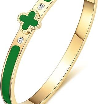 Mujahid Jewelry Four Leaf Clover Bracelet for Women 18K Gold Plated Cute Bracelets,Lucky Bracelets For Women Fashion Gifts