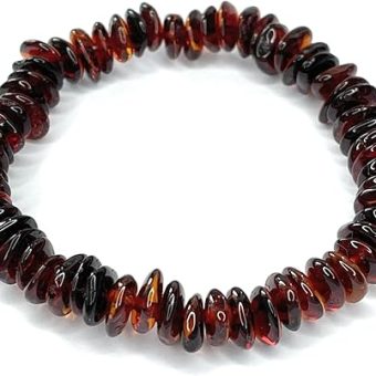 Natural Baltic Amber Braceler for Adults.Polished Natural Handmade Chip Shape Amber Beads Bracelet.