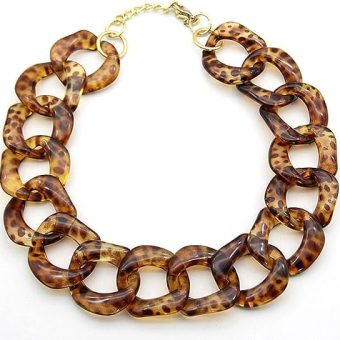 Necklaces for Women Acrylic Tortoise Link Necklace Leopard Print Metal Resin Chain Link Acetate Collar Necklace Statement Chunky Fashion Jewelry Gifts