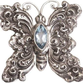 NOVICA Artisan Handmade Blue Topaz Brooch Sterling Silver Butterfly from Bali Indonesia Animal Themed Birthstone Butterflybug [1.6 in L x 1.6 in W...