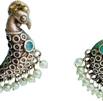 Oxidised Peacock Earrings