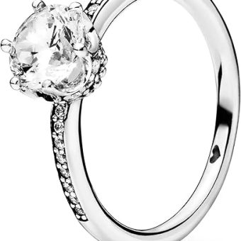 Pandora Clear Sparkling Crown Solitaire Ring - Promise Ring for Women - Sparkling Jewelry for Women - Sterling Silver with Clear Cubic Zirconia,...