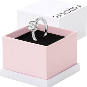 Pandora Square Sparkle Halo Ring - Ring for Women - Layering or Stackable Ring - With Cubic Zirconia - With Gift Box