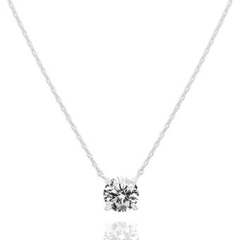 PAVOI 14K Gold Plated Crystal Solitaire 1.5 Carat (7.3mm) CZ Dainty Choker Necklace | Gold Necklaces for Women