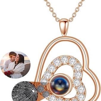 Personalized Picture Necklace Projection Necklace for Women 925 Sterling Silver with Photo Inside Custom Photo Pendant Necklace Birthday Memorial...