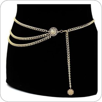 Pirate Waist Chain Gold Chain Belt for Dress Women Coin Pearl Sunflower Waist Chain Beach Belly Body Chains Gold Pirate Accessories Fashion Waist...