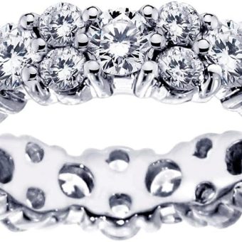 Platinum Prong Set 3-Row All Around Diamond Eternity Anniversary Wedding Band (3.60-5.20 CT TDW)