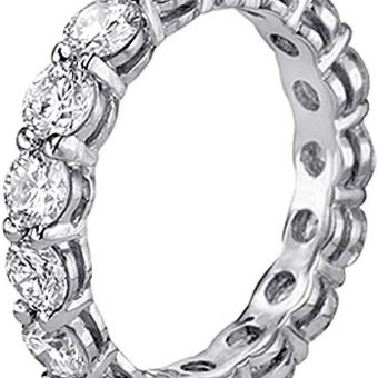 Platinum Shared Prong Diamond Eternity Anniversary Wedding Band (3.00-4.00 CT TDW)