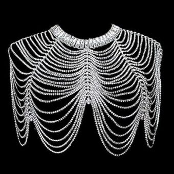 PSVOD Necklaces Bridal Shoulder Chains Noble Wedding Body Big Necklace Jewelry Full Rhinestone Women Necklaces Straps