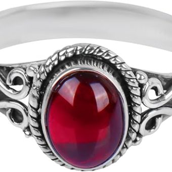 Red Garnet Gemstone Ring, 925 Sterling Silver Handmade Women's Statement Ring