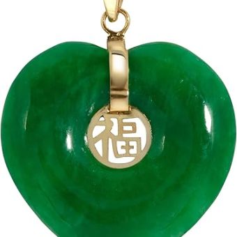 Regalia by Ulti Ramos 14K Yellow Gold Genuine Jade Good Fortune Heart Pendant