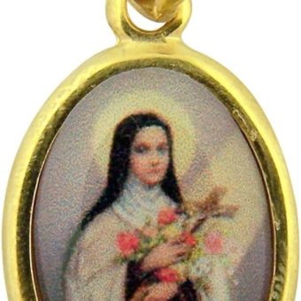 Religious Gifts Gold Toned Base with Epoxy Image Catholic Saint Medal Pendant, 1 Inch