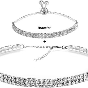 Rhinestone Choker Necklaces Silver Sparkling Diamond Choker Crystal Bracelet Rhinestone Necklace for Women