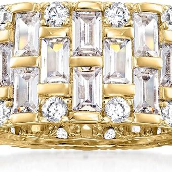 Ross-Simons 6.55 ct. t.w. Baguette and Round CZ Eternity Band in 18kt Gold Over Sterling