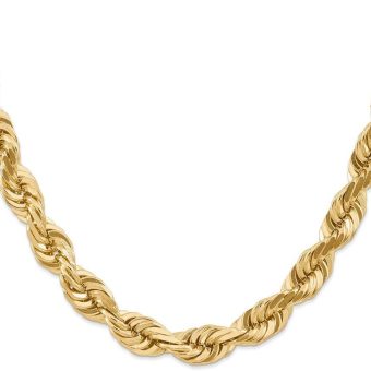 Roy Rose Jewelry 14K Yellow Gold 10mm Diamond-cut Rope Chain Necklace ~ Length 22'' inches