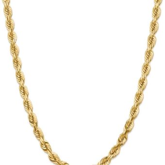 Roy Rose Jewelry 14K Yellow Gold 7mm Diamond-cut Rope Chain Necklace ~ Length 22'' inches