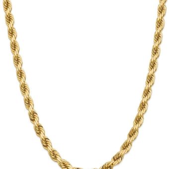 Roy Rose Jewelry 14K Yellow Gold 8mm Diamond-cut Rope Chain Necklace ~ Length 24'' inches