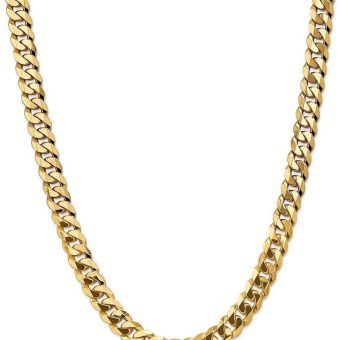 Roy Rose Jewelry 14K Yellow Gold 9.5mm Beveled Curb Chain Necklace ~ Length 22'' inches