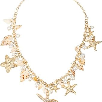 Shell Starfish Necklace Bracelet Conch Statement Chunky Necklace Mermaid Costume Jewelry Beach Jewelry for Women