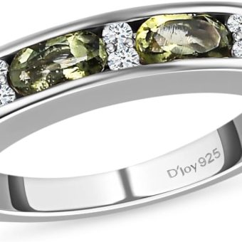 Shop LC Moldavite Zircon Eternity Ring 925 Sterling Silver Wedding Band for Women Christmas Gifts