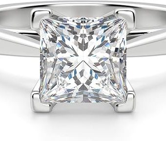 Shree Diamond 2 CT Princess Cut Colorless Moissanite Engagement Ring Wedding Ring Band Set Solid Gold Silver Jewelry Solitaire Anniversary 4-Prong...