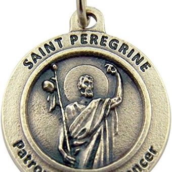 Silver Toned Base Catholic Patron Saint Medal Pendant, 3/4 Inch