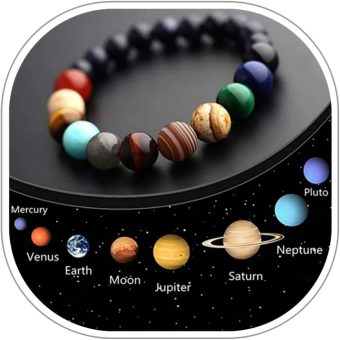 Solar System Bracelet Natural Lava Rock Bracelet for Women Solar System The Eight Planet Themed Beaded Bracelet Handmade Beaded Bracelet Men...