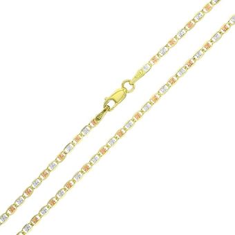 Solid 14K Gold Tricolor 2mm-8mm Diamond Cut Star Italian or Heart Italian Love Chain Necklace