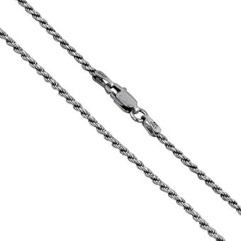 Sterling Silver Diamond-Cut Oxidized Rope Chain Solid 925 Italy Necklace