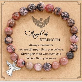 Strength Angel Bracelet Inspirational Gifts for Women, Encouragement Spiritual Jewelry Cheer Up Gifts for Women Friends Sisters