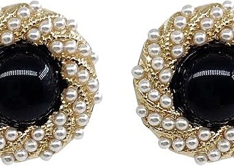 Stud Earrings for Women Black Round Pearl Earings Fashion Jewelry