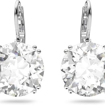 Swarovski Millenia Earrings, Round cut crystal, White, Rhodium plated