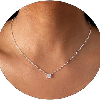 Tasiso Diamond Necklaces for Women Dainty CZ Leaf Necklace 14k Gold Plated Flower Necklace Simple Diamond Choker Necklaces for Women Trendy Prom...