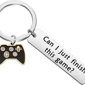 TGBJE Game Gift For Boyfriend Funny Gamer Gift Can I just finish this game Keychain Gaming Fan Gift Game Enthusiast Gift