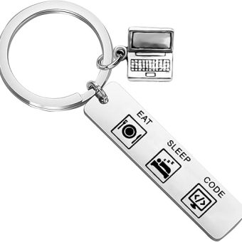 TGBJE Programmer Gift Coder Gift Eat Sleep Code Keychain Gift for Software Engineer