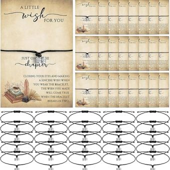 Tondiamo 20 Sets Book Lover Gifts for Women Book Club Gifts Bookworm Bracelet with Wish Card Librarian Appreciation Gifts Reader Jewelry Book Charm...