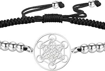 UNIFT Metatron's Cube Bracelet for Women Men Stainless Steel Sacred Geometry Style Seals of Archangel With a Bead Colorful Weave Adjustable...