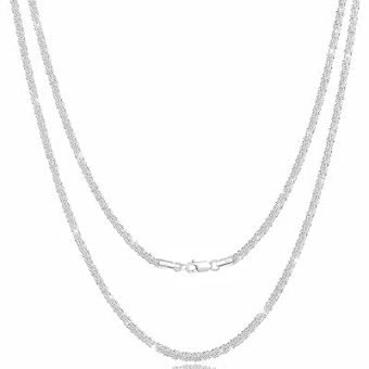 Waitsoul 925 Sterling Silver Singapore Chain Lobster Clasp 2mm Necklace for Women Silver Chain for Women Silver Necklace Chain 16/18/20/22/24/26/30...