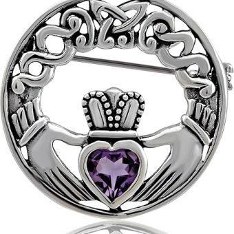 WithLoveSilver Sterling Silver 925 Charm Claddagh Celtic Iris Friendship Brooch Pin