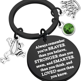 WSNANG Frog Inspired Gift Princess Fans Gift You Are Braver Stronger Smarter Than You Think Keychain